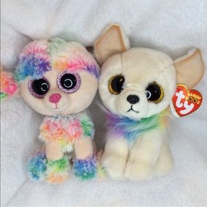 Ty Beanie Boos Rainbow and Chewey
